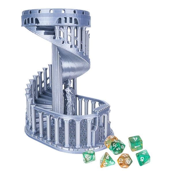 DND Dice Tower with Tray for Role Playing Game (Classic Grey)