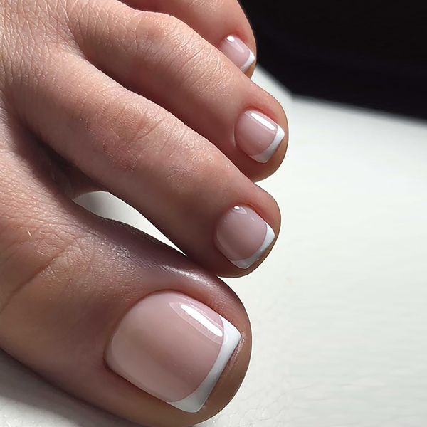 French False Toenails - Nude Fake Toe Nail - Stick on Toenails with Nail Glue - Acrylic Press on Toenails - Toe Nail Extensions with Short Nail Tips - Nail Art Set for Women Girls