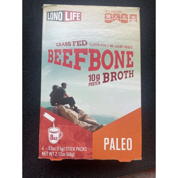 LonoLife Beef Bone Broth Sticks: 10g Protein, Keto-Friendly - 4 Pc