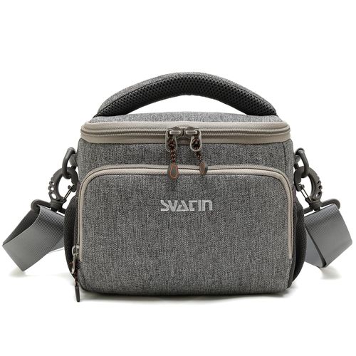 svatin Camera Shoulder Bag,Small Gray Shockproof Canvas SLR/DSLR Mirrorless Crossbody Lens Case Purse,Compact Storage Messenger Bag for Sony A7,for Canon R Series(M)
