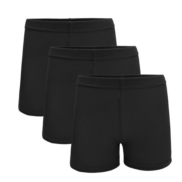 TRAMLE School Short Leggings for Girls,3 Pack girls under skirt shorts breathable and comfy kids cycling shorts (2-10 Years Old) Black