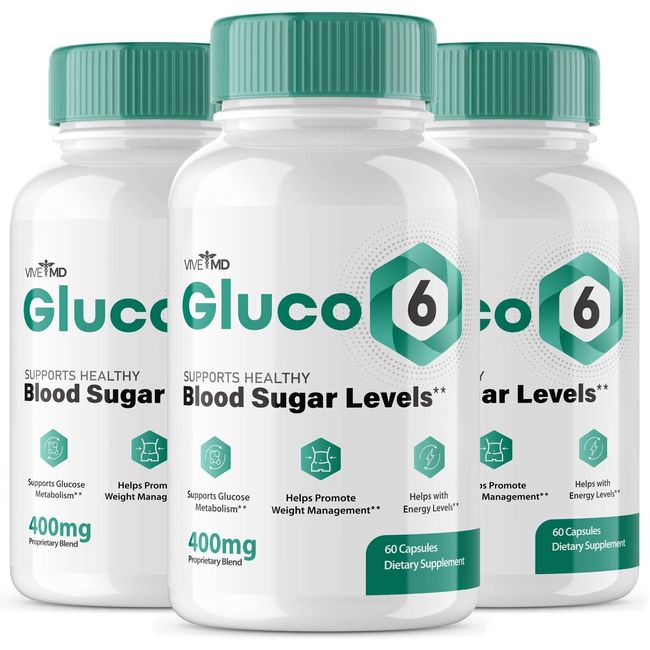 Gluco 6 Dietary Supplement for Extra Strength - Official Formula (3 pack)