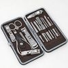 Inge Leather Manicure Set - Stainless Steel Nail Kit with 14 Pieces