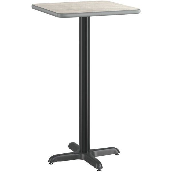 24" Square White Laminate Table Top With Base - Bar Height Restaurant Table