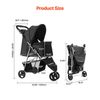 Pet Stroller Foldable 3 Wheels Dog Stroller with Brake up to 35lbs