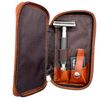 Parker Safety Razor, Genuine Leather Double Edge Safety Razor Zippered Travel Case - Holds Safety Razor and Blade Pack