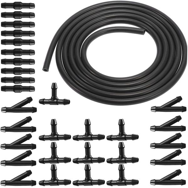 RUNCCI-YUN Universal 3m Car Windshield Washer Hose Kit, with 30Pcs Hose Connector, Universal Windscreen Hose with Hose Connector, Silicone Rubber Tube Air Hose Connect Car Water Pump and Nozzles