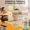 Powerful Vitamin D3 K2 Capsules - Extra Strength D3 K2 Supplements with 10000 IU