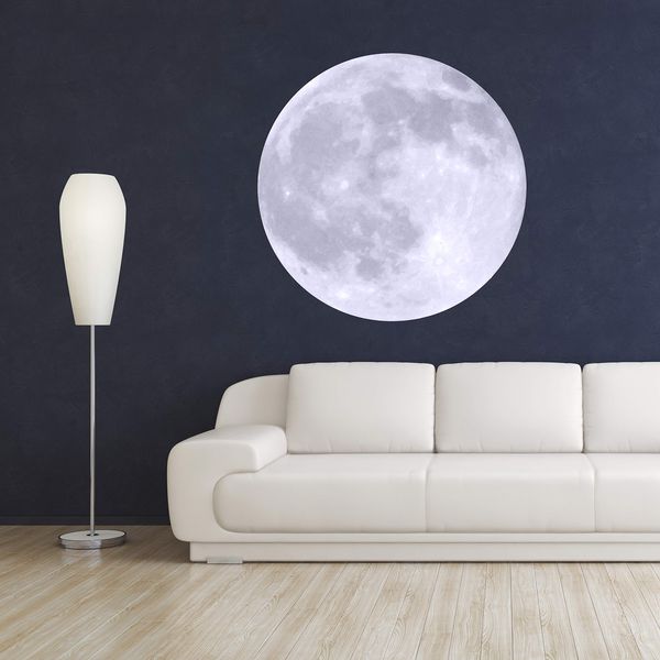 Moon Wall Decal Room Decor - Bedroom Wall Stickers - Moon Removable Wallpaper - Moon Wall Mural Vinyl Art Décor Sticker (48" x 48")