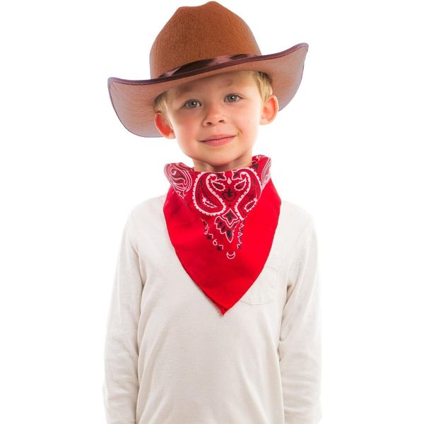 Jr Brown Cowboy Hat with Red Bandana Kids Child Hat