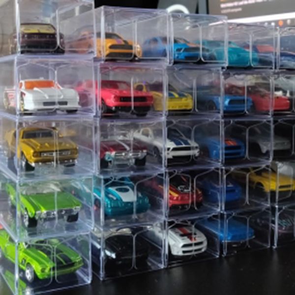 50 PCS 1/64 Scale Model Car Display Case Transparent Toy Car Display Boxes Square Clear PVC Plastic Boxes 1/64 Protector Clear Cases for Hot Wheels and Matchbox Collectors