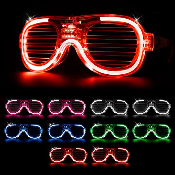 Priksia Light Up Glasses 10 Pcs Neon Glasses Led Glasses Party Decorations Shutter Glasses Rave Glasses Kids Adults