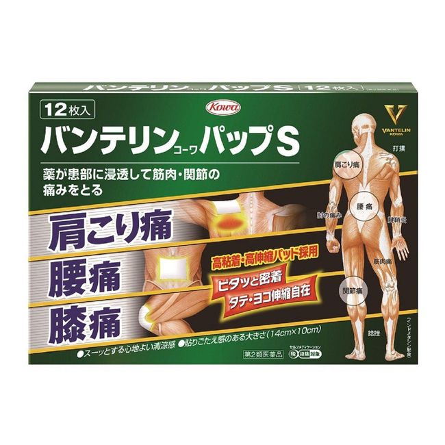 Kowa Vantelin Pap S Pain Relieving Patch 12 Sheets