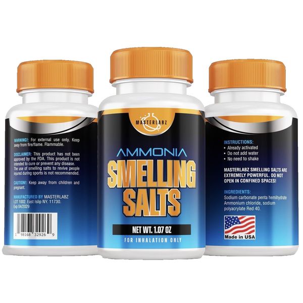 MASTERLABZ Ammonia Smelling Salts (2.0 Formula) Pre-activated And Ready To Use.