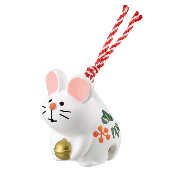 Decole ZSG-61212 Design Accessory ZSG-61212 White Mouse Zodiac Earthen Bell, 1.4 x 2.3 x 2.2 inches (4 x 5.8 x 5.6 cm)