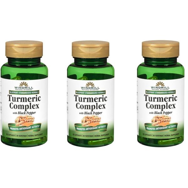 Windmill Turmeric Complex Black Pepper Capsules 60ct(3 Pack)