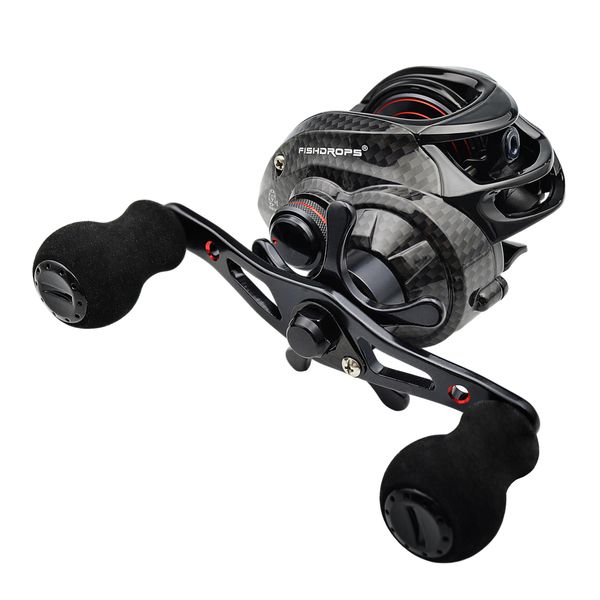 FISHDROPS Baitcaster Reels, 9+1BB, CNC Aluminum Spool, Magnetic Brake System Bait Caster Reel High Speed Gear Ratio 7.0:1 Ultra Smooth Low Profile Baitcasting Fishing Reel