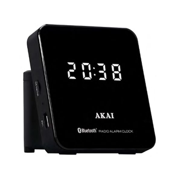 AKAI Clock Radio Alarm With Bluetooth 5.0, LED Display, Buzzer/FM/ Micro SD/ USB