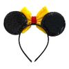 Mickey Mouse Ears Alice Headband With Big 5" Yellow Sequin Top Bow Handmade