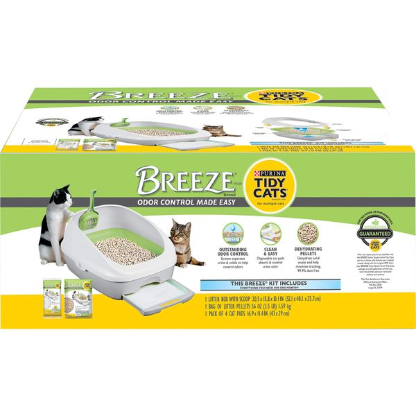 Purina Tidy Cats Breeze Cat Litter Box System Starter Kit, Breeze Cat Litter System With Pads & Pellets