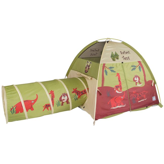 Pacific Play Tents 20435 Kids Safari Fun Dome Tent Crawl Tunnel Combo Indoor / Outdoor Fun,Multicolor