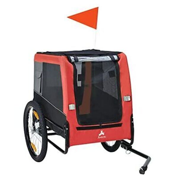 Dog Bike Trailer with Suspension System, Hitch for Medium Dogs, Pet Wagon Red