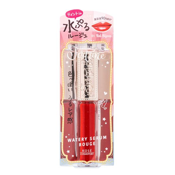 Fortune Kose Waterley Serum Rouge 01 Liquid Rouge Lipstick, Tint Rouge Lipstick, Serum Blend, Water Purulent Color, Moisturizing Lipstick, Floral Charm Scent, Red View, 0.2 fl oz (5.5 ml)