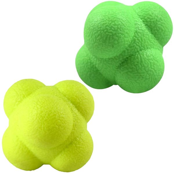 AIRLAXER Reaction Ball,Reflex Ball for Hand Eye Coordination Training,2.83 inch,Pack of 2-Green,Yellow.