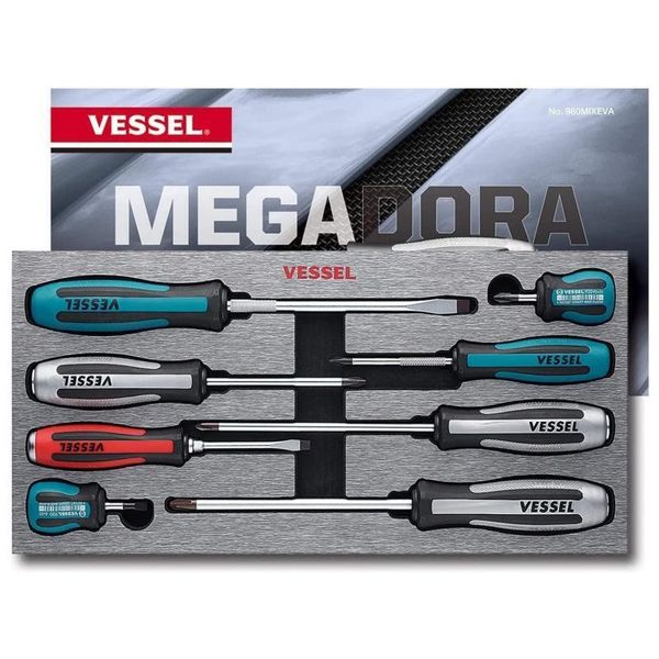 Vessel Tools 980MIXEVA Megadora Impacta Assorted Screwdriver 8 Pieces Set