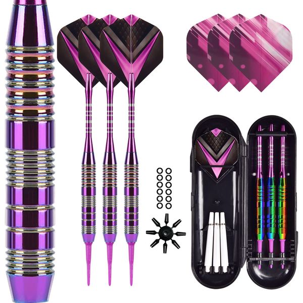 Soft Darts Set 2BA Dart Set Dart Arrows Copper High Friction for Beginners and Intermediate Beginners (Purple)