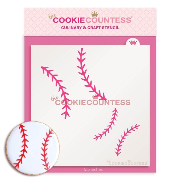 The Cookie Countess Baseball Stitches Stencil