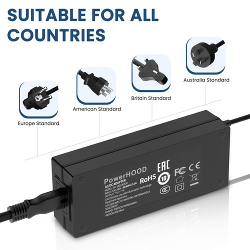 PowerHOOD 54V AC/DC Adapter Compatible with Ubiquiti Networks Flex 2.5G PoE (USW-Flex-2.5G-8-PoE) / Switch Pro Max 16 PoE (USW-Pro-Max-16-PoE) 210.6W Power Supply Cord Battery Charger Cable PSU Mains
