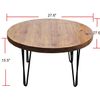 Round Reclaimed Solid Wood Coffee Table 27"x27"x15"H Rustic Wooden Couch Tables