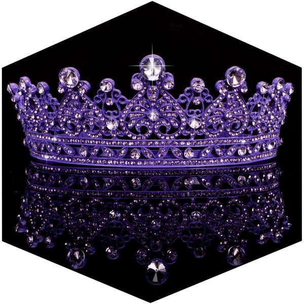 TOBATOBA Purple Crown Purple Tiara Crystal Princess Tiaras for Women Rhinestone Royal Queen Crown, Wedding Tiara for Bride, Halloween Costume Women Wedding Birthday Pageant Prom Cosplay Party