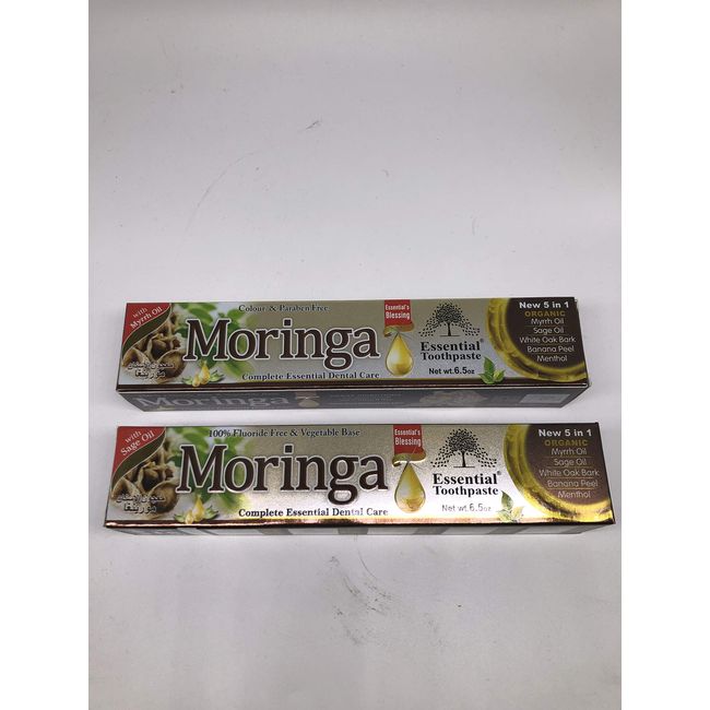 Moringa Organic Toothpaste 100% Fluoride Free & Vegetable Base Color & Paraben 6.5ozFree