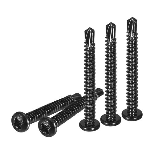 DTGN #8x1-1/2 Pan Head Self Drilling Screws - 100Pack - Black Oxide 410 Stainless Steel Phillips Drive Self Tapping Sheet Metal Screws