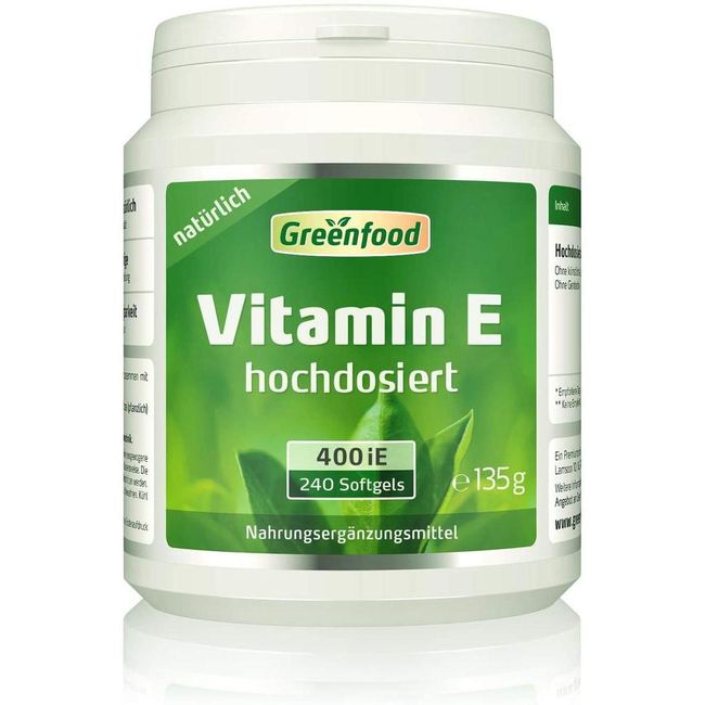 Direct purchase from Germany Greenfield Vitamin E 400 IU Natural Softgel Capsules No artificial additives. GM free