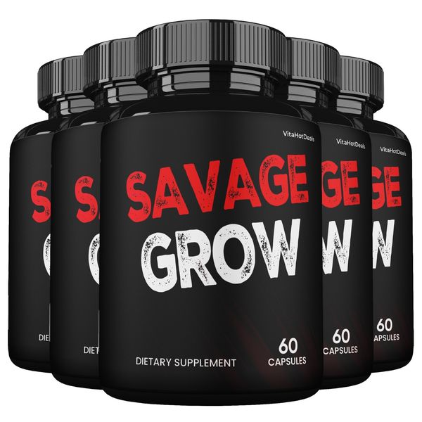 Savage Grow Capsules, Maximum Strength Supplement , Made in USA  (5 Pack)