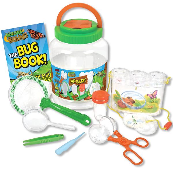 Nature Bound Bug Catcher with Habitat Bucket and 7 Piece Nature Exploration Set - Includes Critter Box, Activity Booklet, Net, Magnifier, Tweezers, Jar, Petri Dish, and More