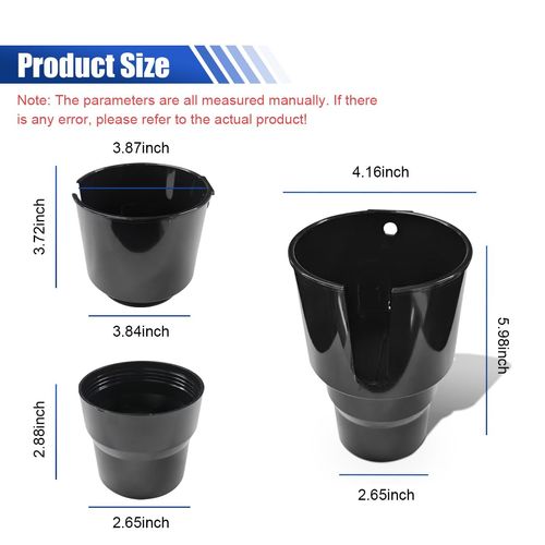 UHANBUT 2-in-1 Car Cup Holder Extender, Automotive Drink Holder Adapter with Base, Multifunctional Vehicle Cup Holders Insert for Beverages, Snacks, Bottles, Phone Storage (2PCS)