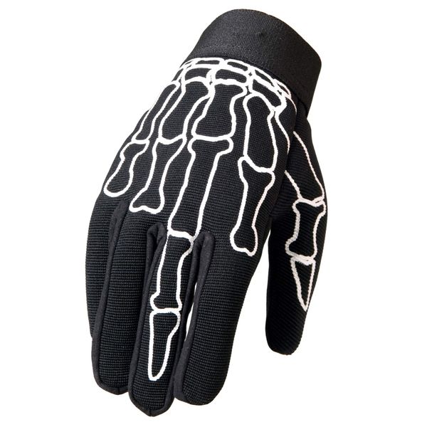 Hot Leathers Skeleton Finger Mechanic Gloves (Black, Large)