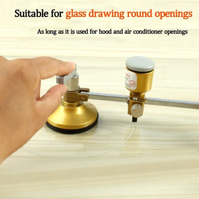 Compass Glass Cutter Circle Glass Cutter with Suction Cup for Air