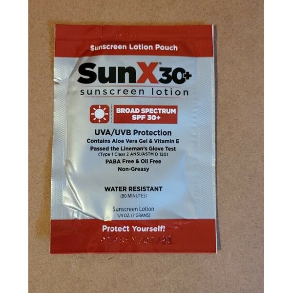 (75 Pouch) SunX SPF 30+ Broad Spectrum Sunscreen Lotion