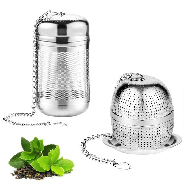 Monsully 2 Pack Tea Infuser for Loose Tea, Stainless Steel Tea Strainers Ball Herb Ball Strainer, Tea Ball Strainers Infuser with Drip Trays for Herbal Tea, Mugs Teapots Spice