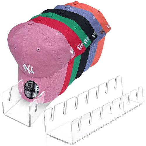 Hat Stand for Baseball Caps, Hat Organizer, 2 Pcs No Install Acrylic Hat Organizer for 14 Baseball Caps, Hat Racks for Baseball Caps Display and Organizer for Bedroom, Closet, Dresser, Office