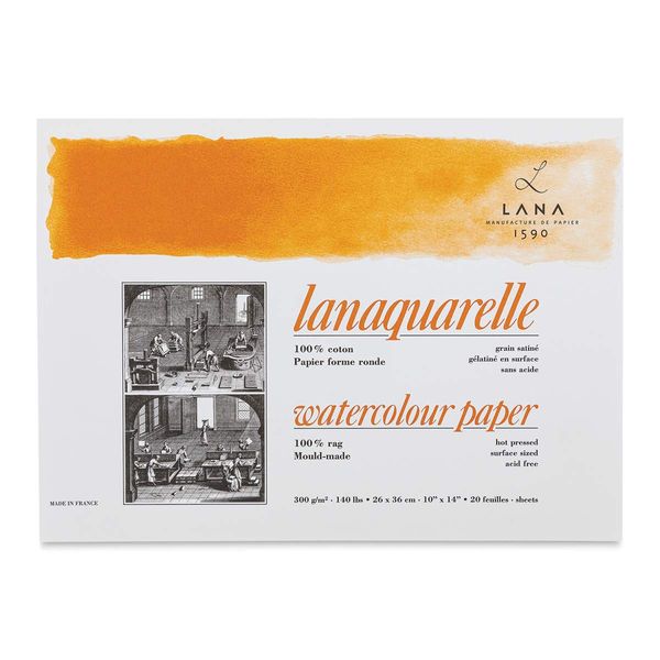 Lanaquarelle Watercolor Paper Hot Press Block 10x14"