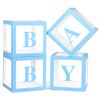 Baby Shower Boxes Party Decorations - 4 pcs Blue Transparent Balloon Boxes