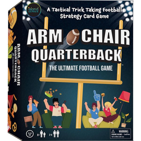 Island Genius Armchair Quarterback Football Game, Table Top Board Game, Strategic Card Game with Football Field, Goalpost & Tokens, Fun Football Card Game, Family Games, Adult & Kids (First Edition)