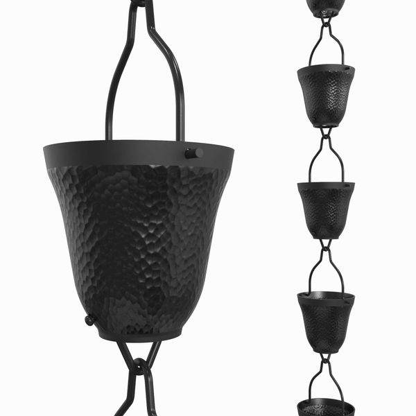 Rain Chains Direct - Contempo Rain Chain - 8.5 FT - Durable Black Powder-Coated Aluminum - Premium Rain Chains for Gutters