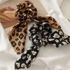 4 Pcs Leopard Hair Scrunchies Leopard Print Bow Elastics Leopars Hair Ties Rabbit Ear Leopard Bow Hair Scrunchies for Women and Girls